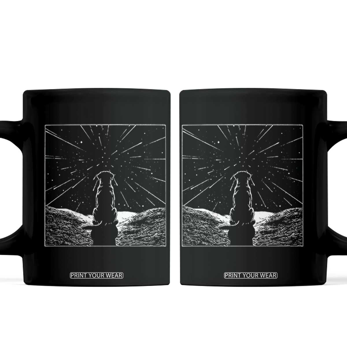 Meteor Shower Science Gift Coffee Mug Dog Watching Stars TS12 Black Print Your Wear