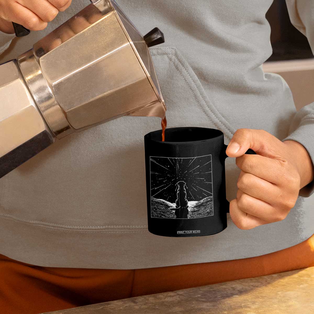 Meteor Shower Science Gift Coffee Mug Dog Watching Stars