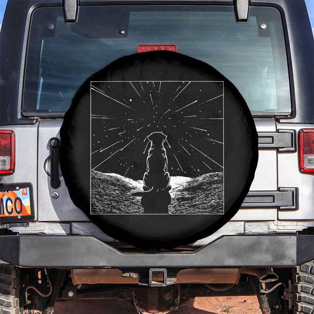 Meteor Shower Science Gift Spare Tire Cover Dog Watching Stars TS12 No hole Black Print Your Wear