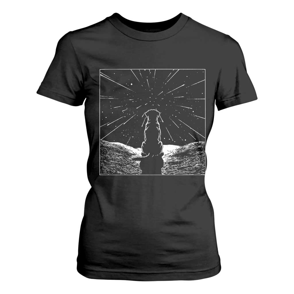 Meteor Shower Science Gift T Shirt For Women Dog Watching Stars