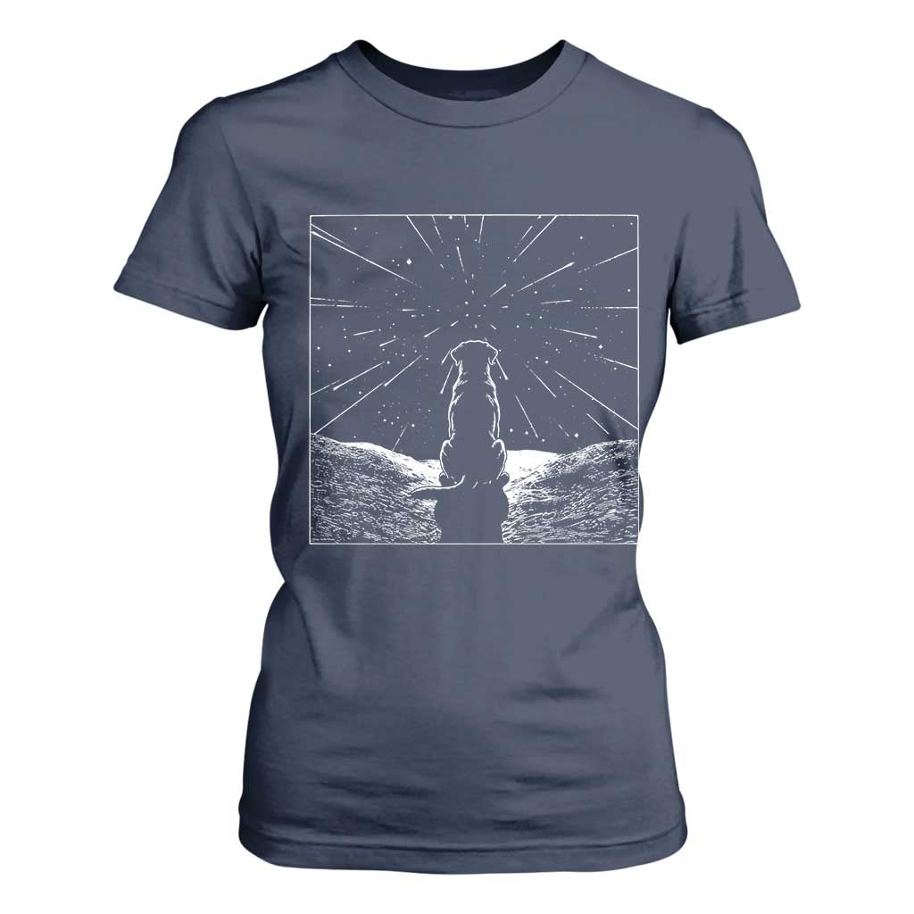 Meteor Shower Science Gift T Shirt For Women Dog Watching Stars