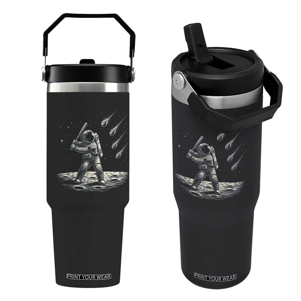 Funny Astronaut Smashing Meteors In Space Flip Straw Tumbler Astronomy Lover Gift