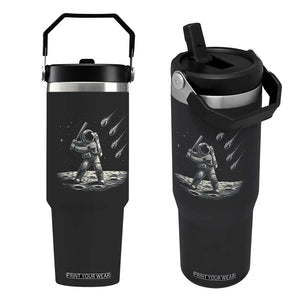 Funny Astronaut Smashing Meteors In Space Flip Straw Tumbler Astronomy Lover Gift