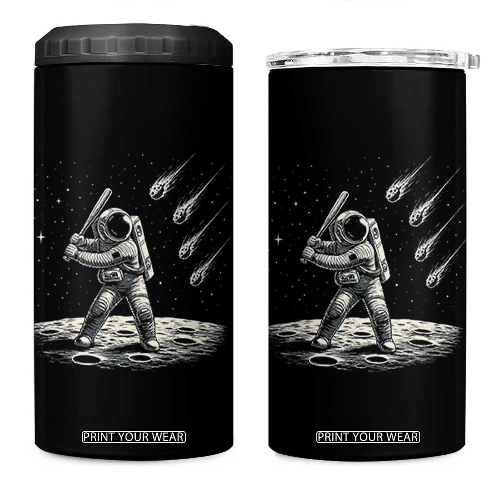 Funny Astronaut Smashing Meteors In Space 4 in 1 Can Cooler Tumbler Astronomy Lover Gift