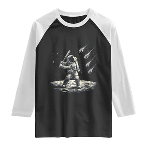 Funny Astronaut Smashing Meteors In Space Raglan Shirt Astronomy Lover Gift