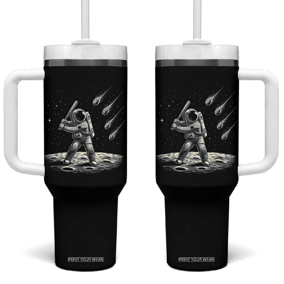 Funny Astronaut Smashing Meteors In Space Tumbler With Handle Astronomy Lover Gift