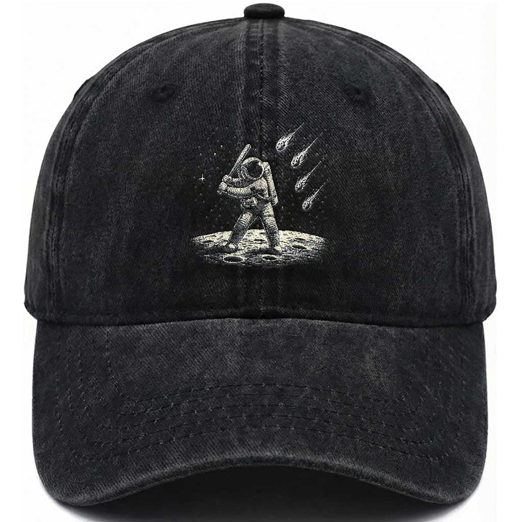 Funny Astronaut Smashing Meteors In Space Washed Cotton Baseball Cap Astronomy Lover Gift TS12 Print Your Wear