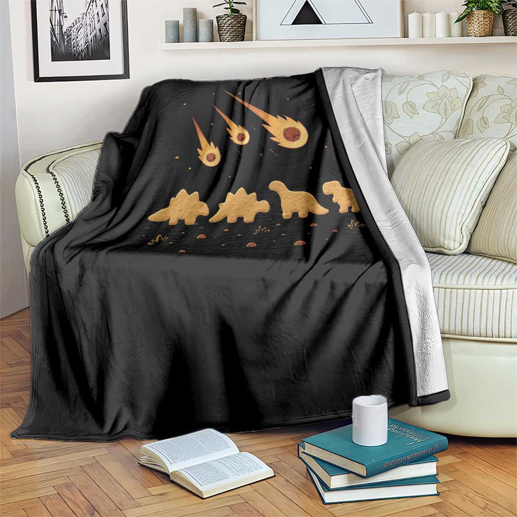 Funny Dino Chicken Nuggets Meteor Shower Throw Blanket Food Lover