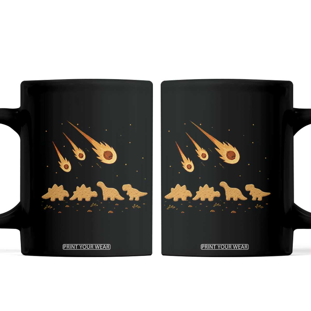 Funny Dino Chicken Nuggets Meteor Shower Coffee Mug Food Lover TS12 Black Print Your Wear