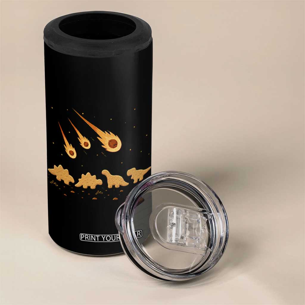 Funny Dino Chicken Nuggets Meteor Shower 4 in 1 Can Cooler Tumbler Food Lover
