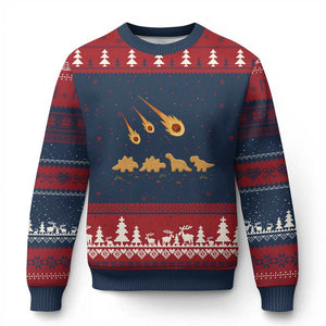 Funny Dino Chicken Nuggets Meteor Shower Ugly Christmas Sweater Food Lover