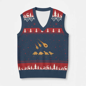 Funny Dino Chicken Nuggets Meteor Shower V-Neck Knit Sweater Vest Food Lover