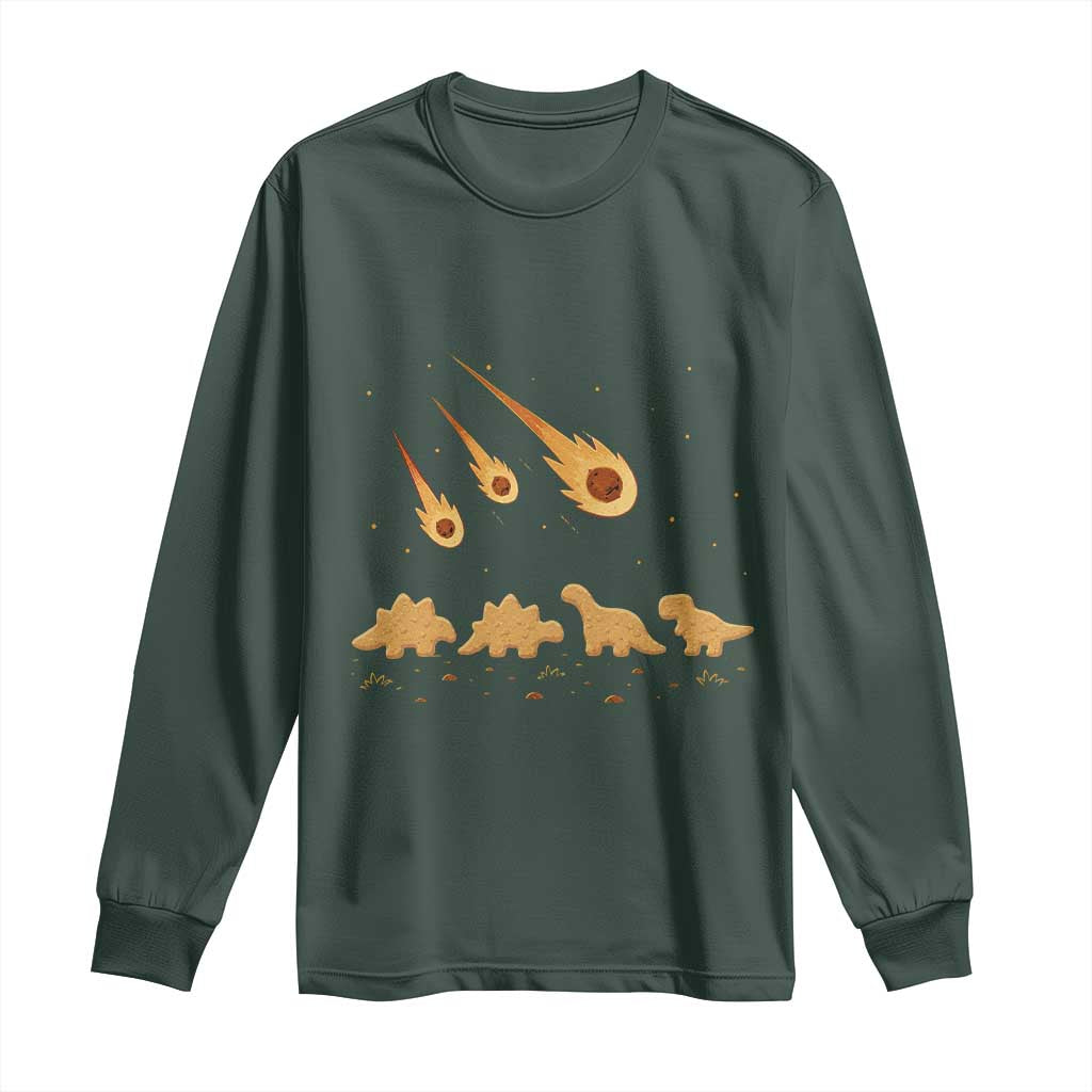 Funny Dino Chicken Nuggets Meteor Shower Long Sleeve Shirt Food Lover