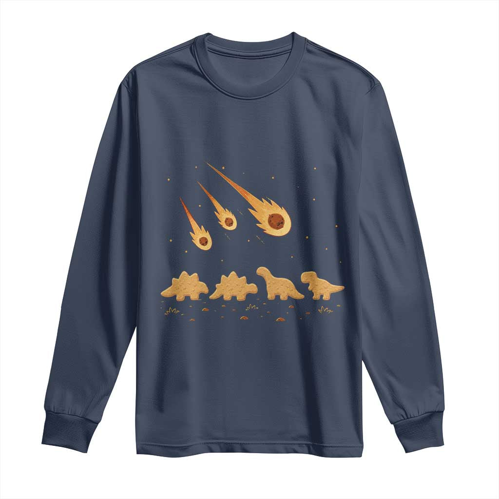 Funny Dino Chicken Nuggets Meteor Shower Long Sleeve Shirt Food Lover