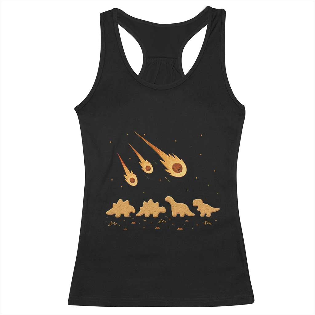 Funny Dino Chicken Nuggets Meteor Shower Racerback Tank Top Food Lover