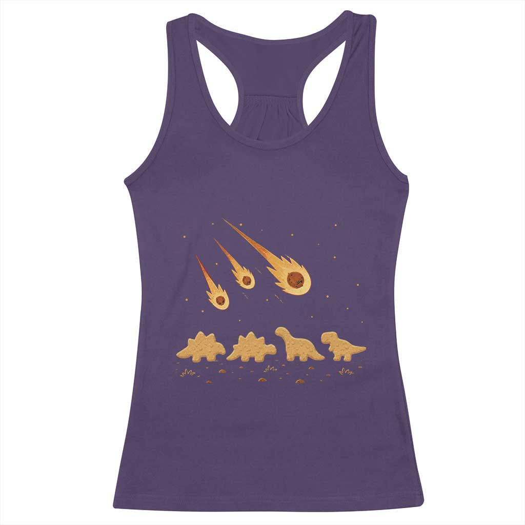 Funny Dino Chicken Nuggets Meteor Shower Racerback Tank Top Food Lover