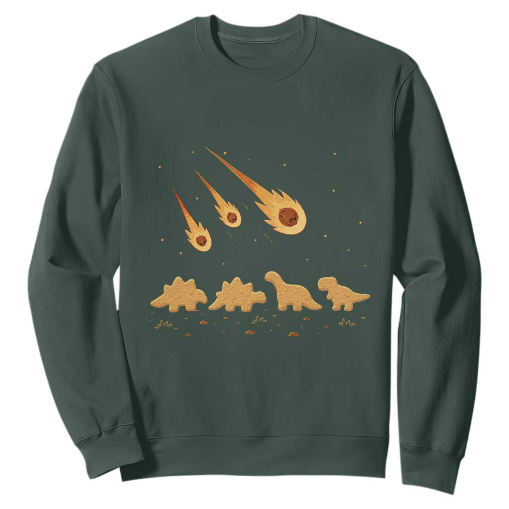 Funny Dino Chicken Nuggets Meteor Shower Sweatshirt Food Lover