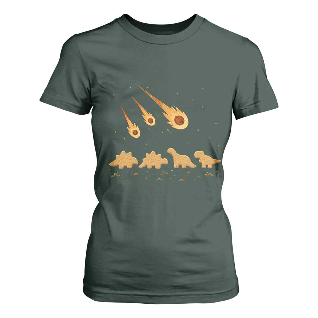 Funny Dino Chicken Nuggets Meteor Shower T Shirt For Women Food Lover