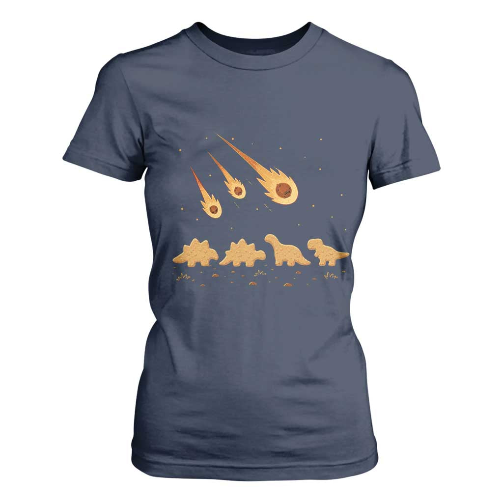 Funny Dino Chicken Nuggets Meteor Shower T Shirt For Women Food Lover