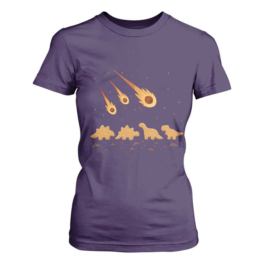Funny Dino Chicken Nuggets Meteor Shower T Shirt For Women Food Lover