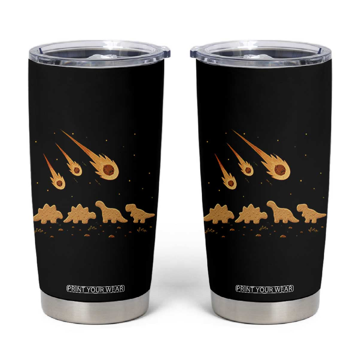 Funny Dino Chicken Nuggets Meteor Shower Tumbler Cup Food Lover