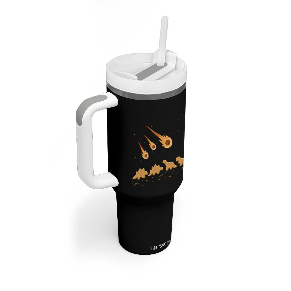 Funny Dino Chicken Nuggets Meteor Shower Tumbler With Handle Food Lover