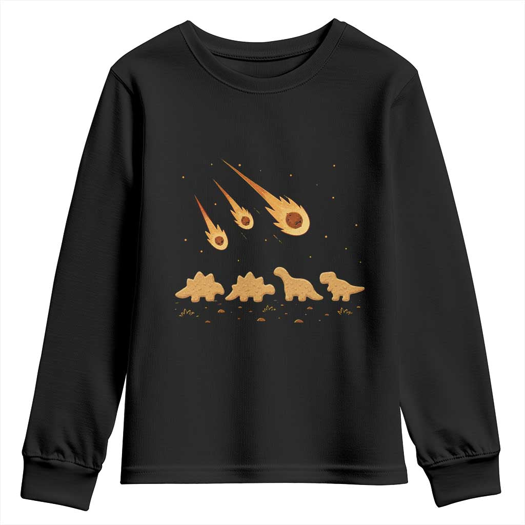 Funny Dino Chicken Nuggets Meteor Shower Youth Sweatshirt Food Lover