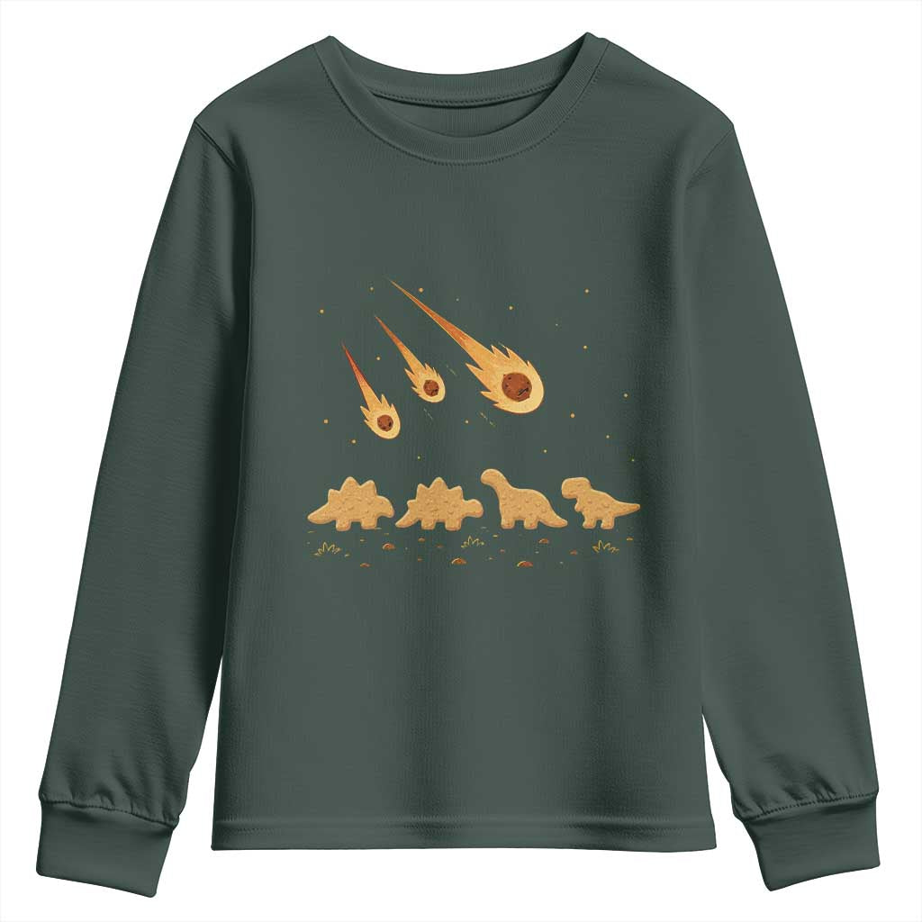 Funny Dino Chicken Nuggets Meteor Shower Youth Sweatshirt Food Lover
