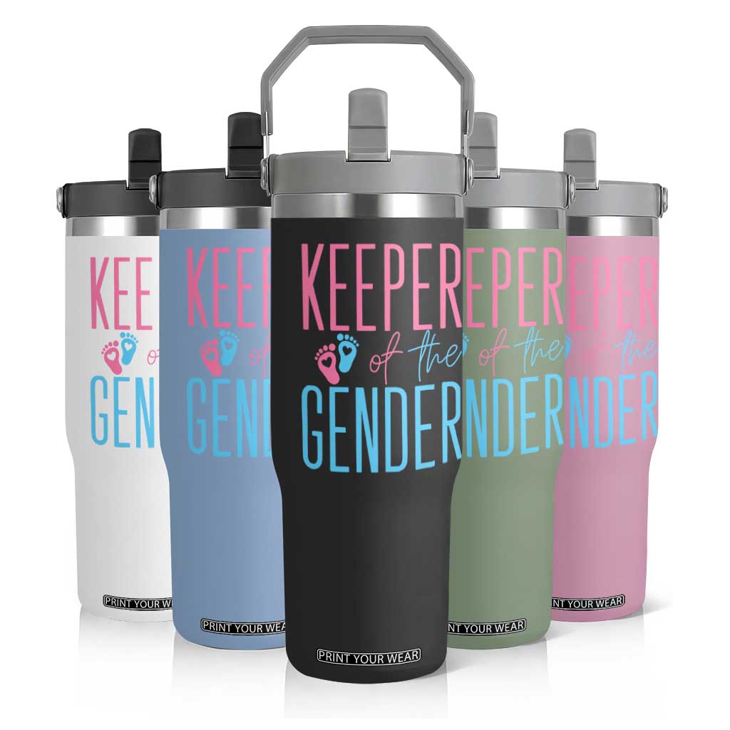 Funny Gender Reveal Party Flip Straw Tumbler Keeper Of The Gender TS12 Print Your Wear