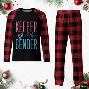 Funny Gender Reveal Party Plaid Pajama Set Keeper Of The Gender