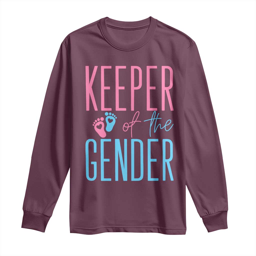 Funny Gender Reveal Party Long Sleeve Shirt Keeper Of The Gender