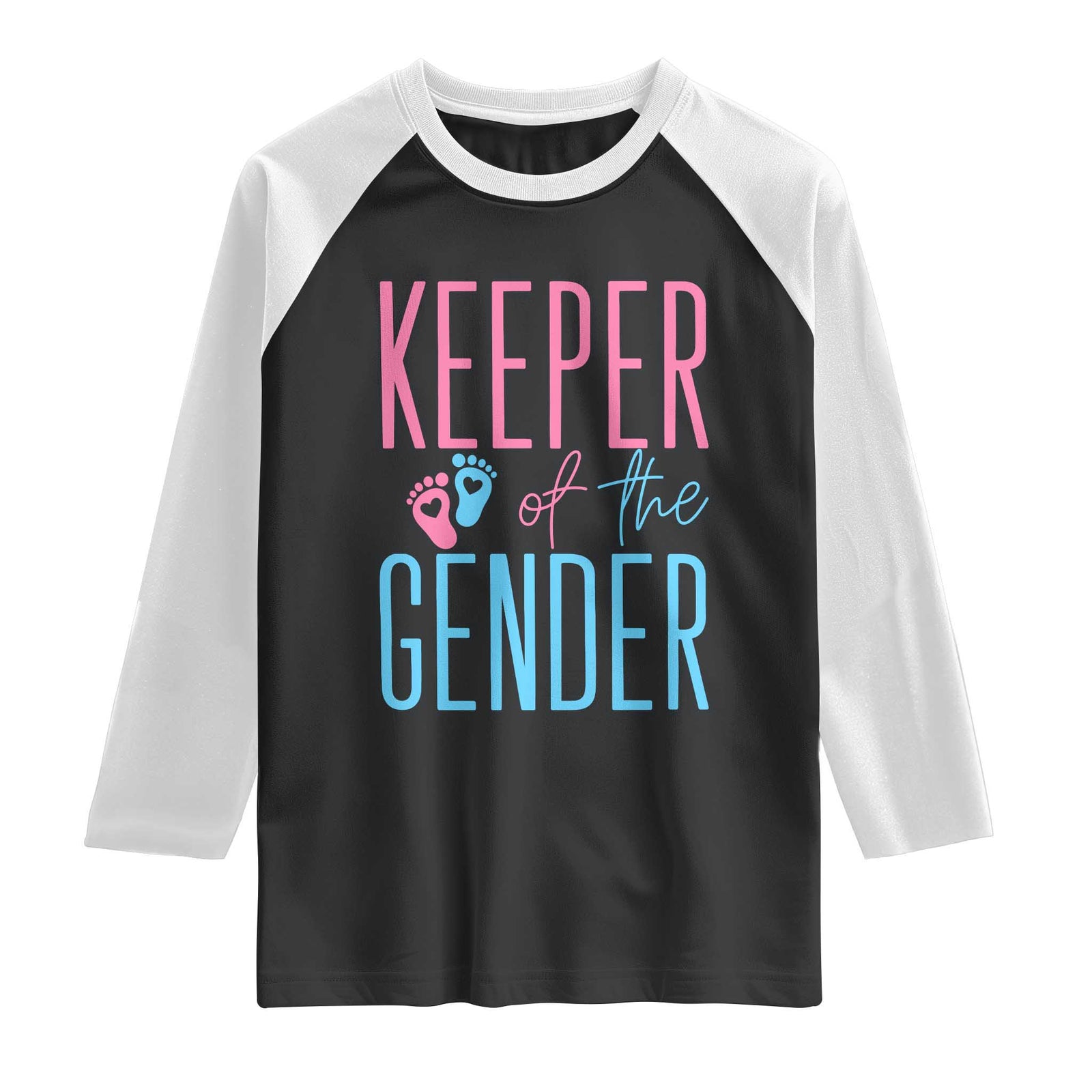 Funny Gender Reveal Party Raglan Shirt Keeper Of The Gender TS12 Black White Print Your Wear