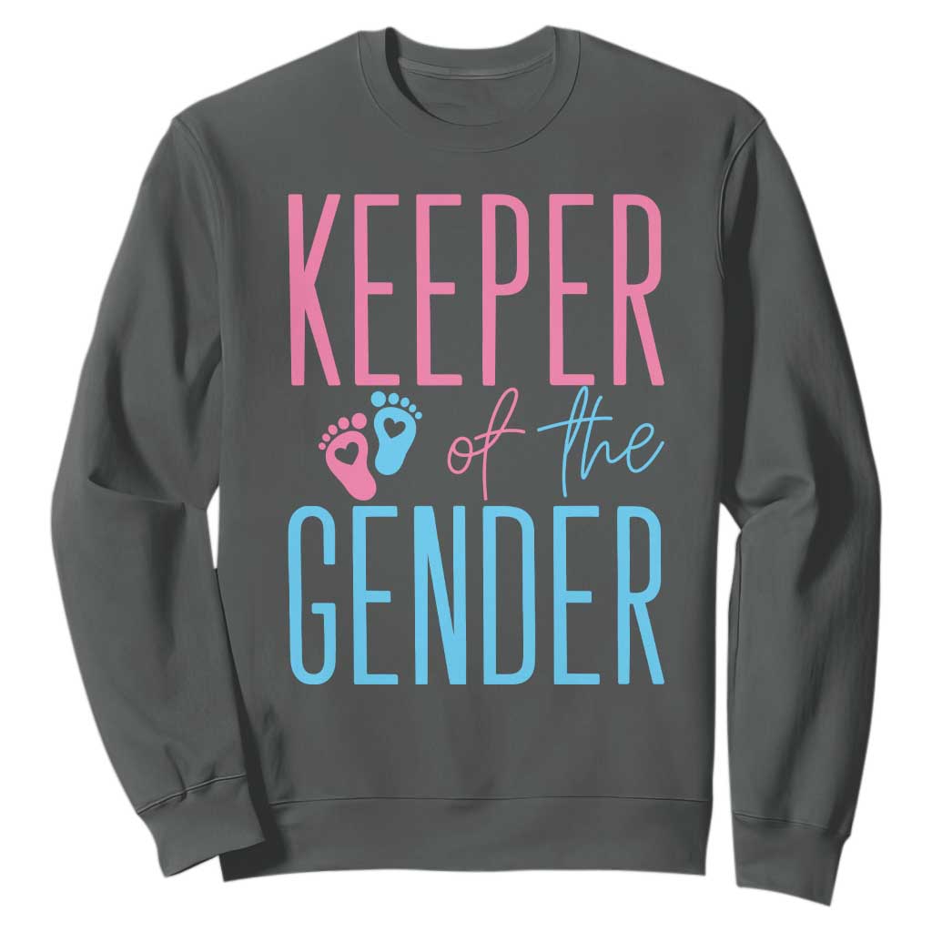 Funny Gender Reveal Party Sweatshirt Keeper Of The Gender TS12 Dark Heather Print Your Wear