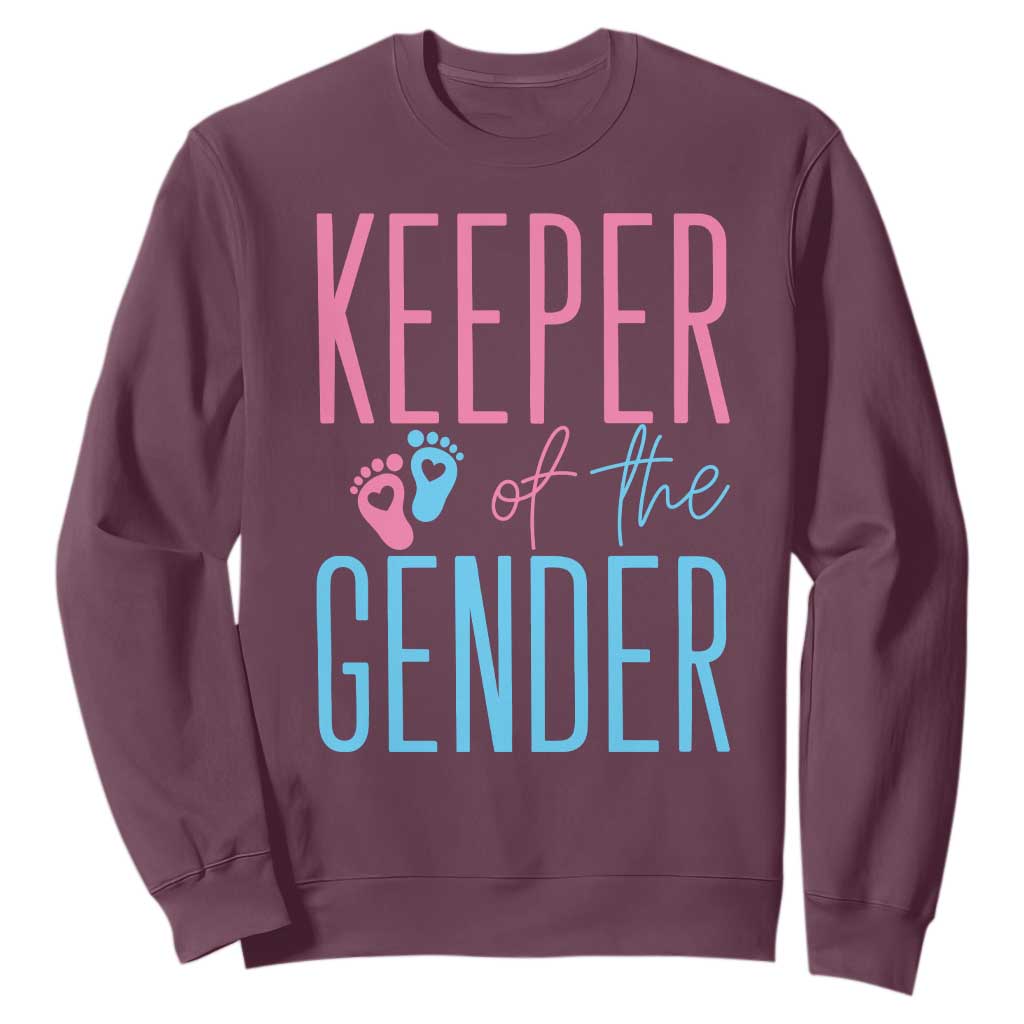 Funny Gender Reveal Party Sweatshirt Keeper Of The Gender TS12 Maroon Print Your Wear