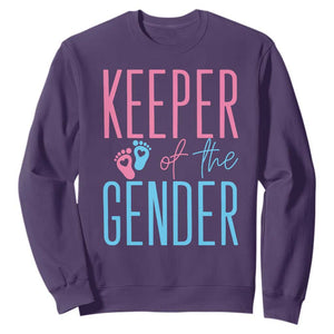 Funny Gender Reveal Party Sweatshirt Keeper Of The Gender TS12 Purple Print Your Wear