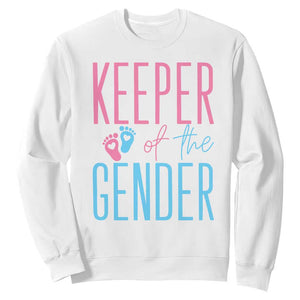 Funny Gender Reveal Party Sweatshirt Keeper Of The Gender TS12 White Print Your Wear