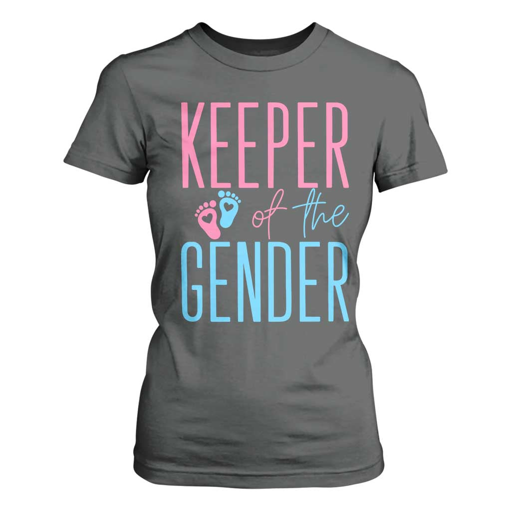 Funny Gender Reveal Party T Shirt For Women Keeper Of The Gender TS12 Dark Heather Print Your Wear