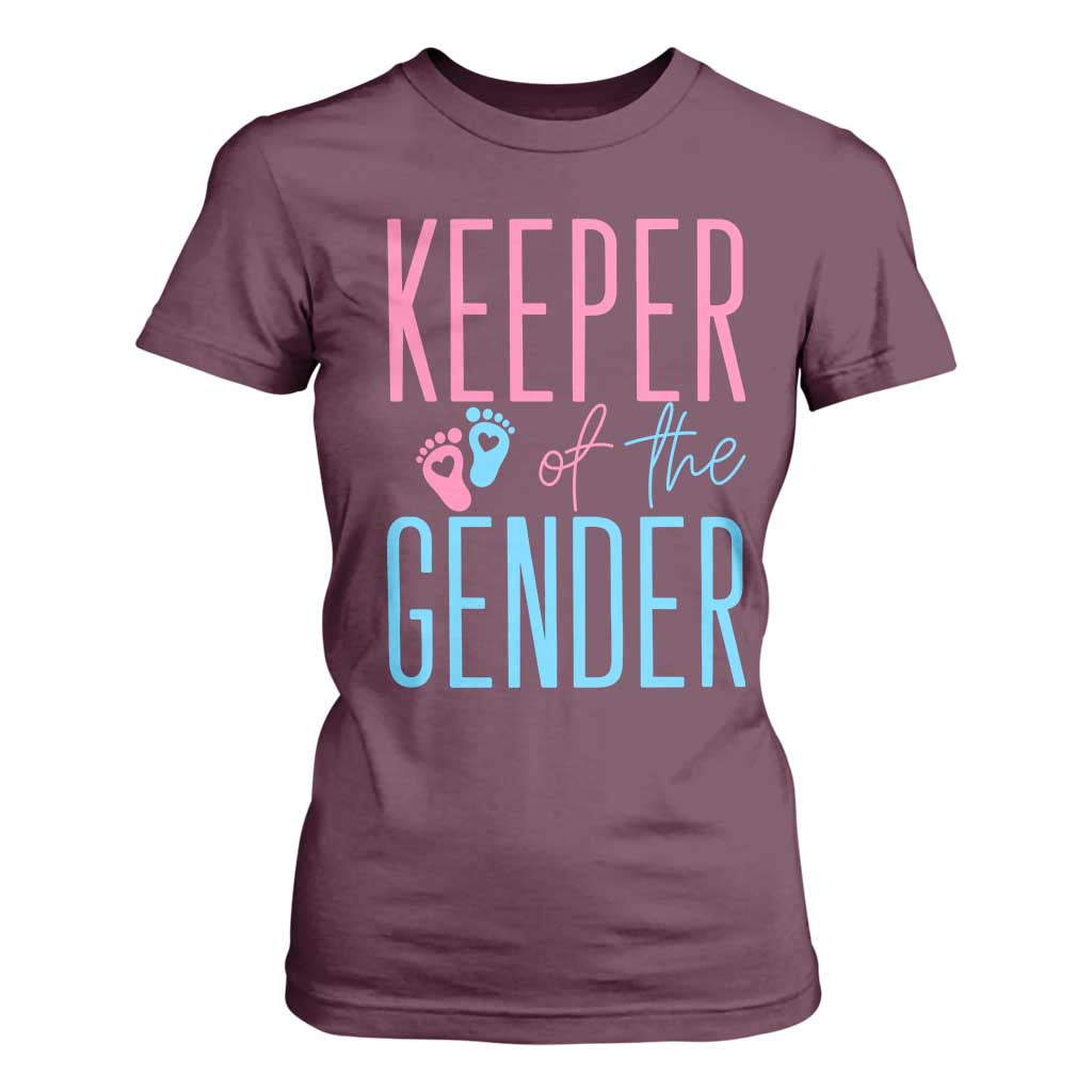 Funny Gender Reveal Party T Shirt For Women Keeper Of The Gender TS12 Maroon Print Your Wear