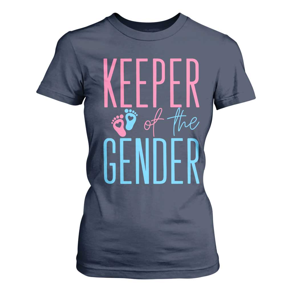 Funny Gender Reveal Party T Shirt For Women Keeper Of The Gender TS12 Navy Print Your Wear