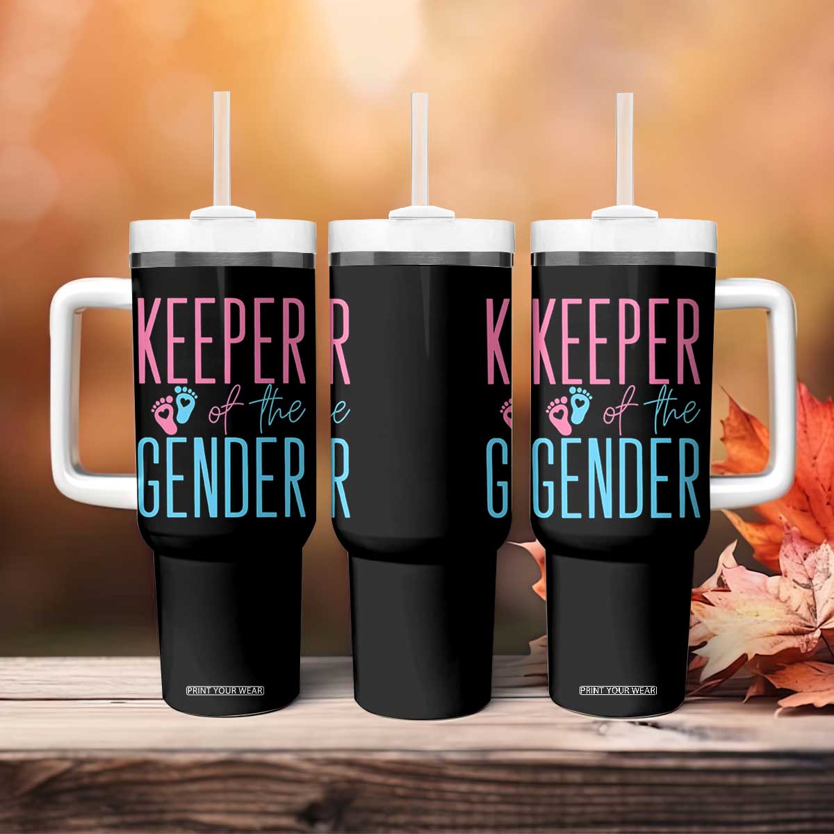 Funny Gender Reveal Party Tumbler With Handle Keeper Of The Gender