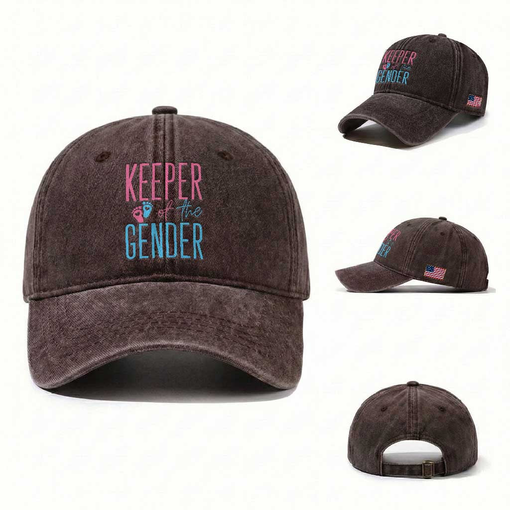 Funny Gender Reveal Party Washed Cotton Baseball Cap Keeper Of The Gender