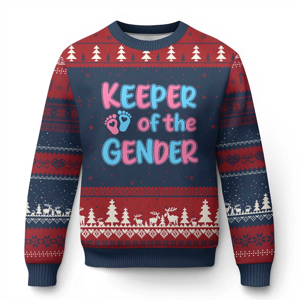 Funny Pregnancy Announcement Ugly Christmas Sweater Keeper Of The Gender
