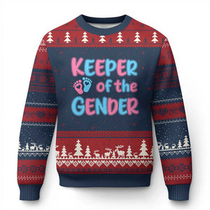 Funny Pregnancy Announcement Ugly Christmas Sweater Keeper Of The Gender