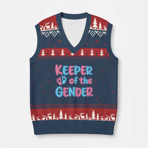 Funny Pregnancy Announcement V-Neck Knit Sweater Vest Keeper Of The Gender