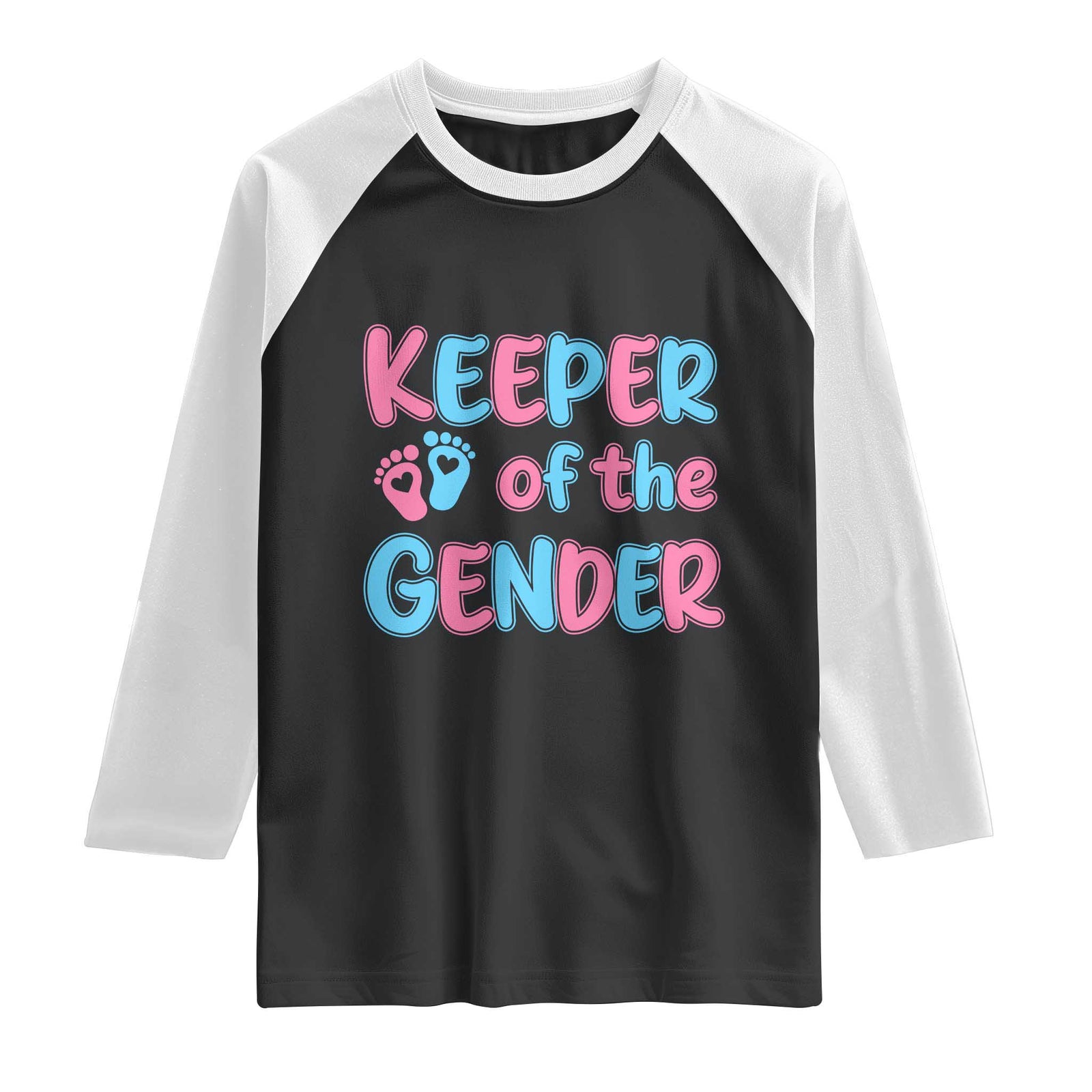Funny Pregnancy Announcement Raglan Shirt Keeper Of The Gender TS12 Black White Print Your Wear