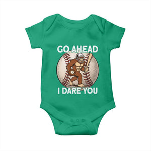 Funny Bigfoot Baseball Catcher Baby Onesie Go Ahead I Dare You Gift TS12 Irish Green Print Your Wear