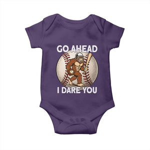 Funny Bigfoot Baseball Catcher Baby Onesie Go Ahead I Dare You Gift TS12 Purple Print Your Wear