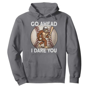 Funny Bigfoot Baseball Catcher Hoodie Go Ahead I Dare You Gift TS12 Charcoal Print Your Wear