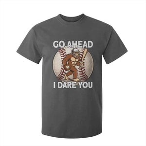 Funny Bigfoot Baseball Catcher T Shirt For Kid Go Ahead I Dare You Gift TS12 Dark Heather Print Your Wear