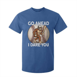 Funny Bigfoot Baseball Catcher T Shirt For Kid Go Ahead I Dare You Gift TS12 Royal Blue Print Your Wear